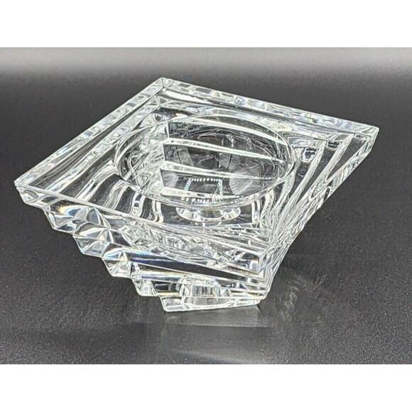 JG Durand Vintage Crystal Sculpture Candle Holder 2.25in x 4in 1980 Round Candle - Picture 4 of 11